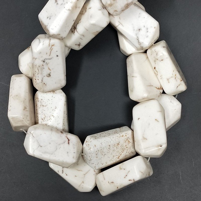 Aulite Bianca Naturale in Perline Forma Rettangolare Piatto Sfaccettato Foro Passante 17X30mm