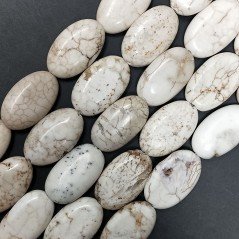 Aulite Bianca in Perline Forma Ovale Piatto Liscio Foro Passante 16X25mm