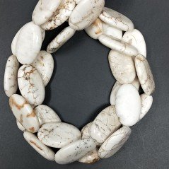 Aulite Bianca in Perline Forma Ovale Piatto Liscio Foro Passante 16X25mm