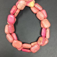 Aulite Rosa in Perline Forma Rettangolare Piatto Liscio Foro Passante 12X16mm