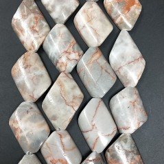 Diaspro Picasso Rosso Naturale in Perline Forma Rombo Piatto Elicoidale Liscio Foro Diagonale 24x36mm