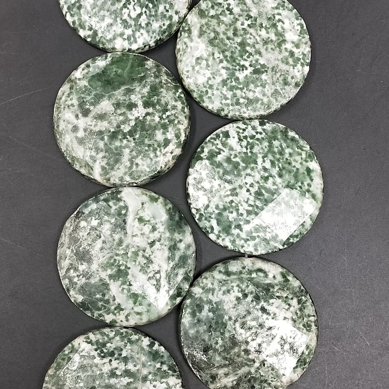 Agata Muschiata Sfumato Perline Forma Tondo Piatto Sfaccettato 40mm