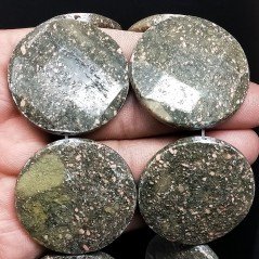 Unakite Naturale Tondo Piatto Sfaccettato 40mm