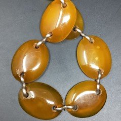 Agata Gialla in Perline Forma Ovale Piatto Liscio Doppio Forato 39X30mm