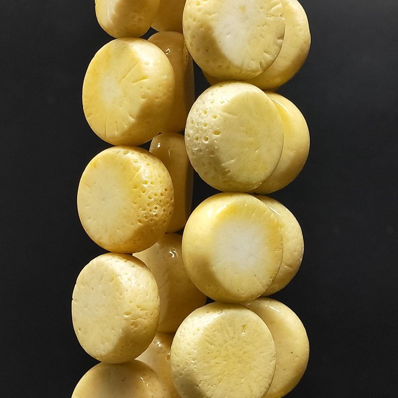 Corallo Bamboo Spugna Limone Tondo Piatto Liscio 20mm