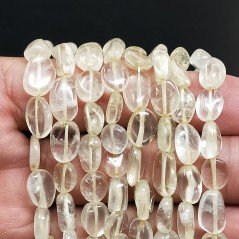 Quarzo Citrino Naturale in Perline Forma Ovale Piatto Liscio Foro Passante Irregolare