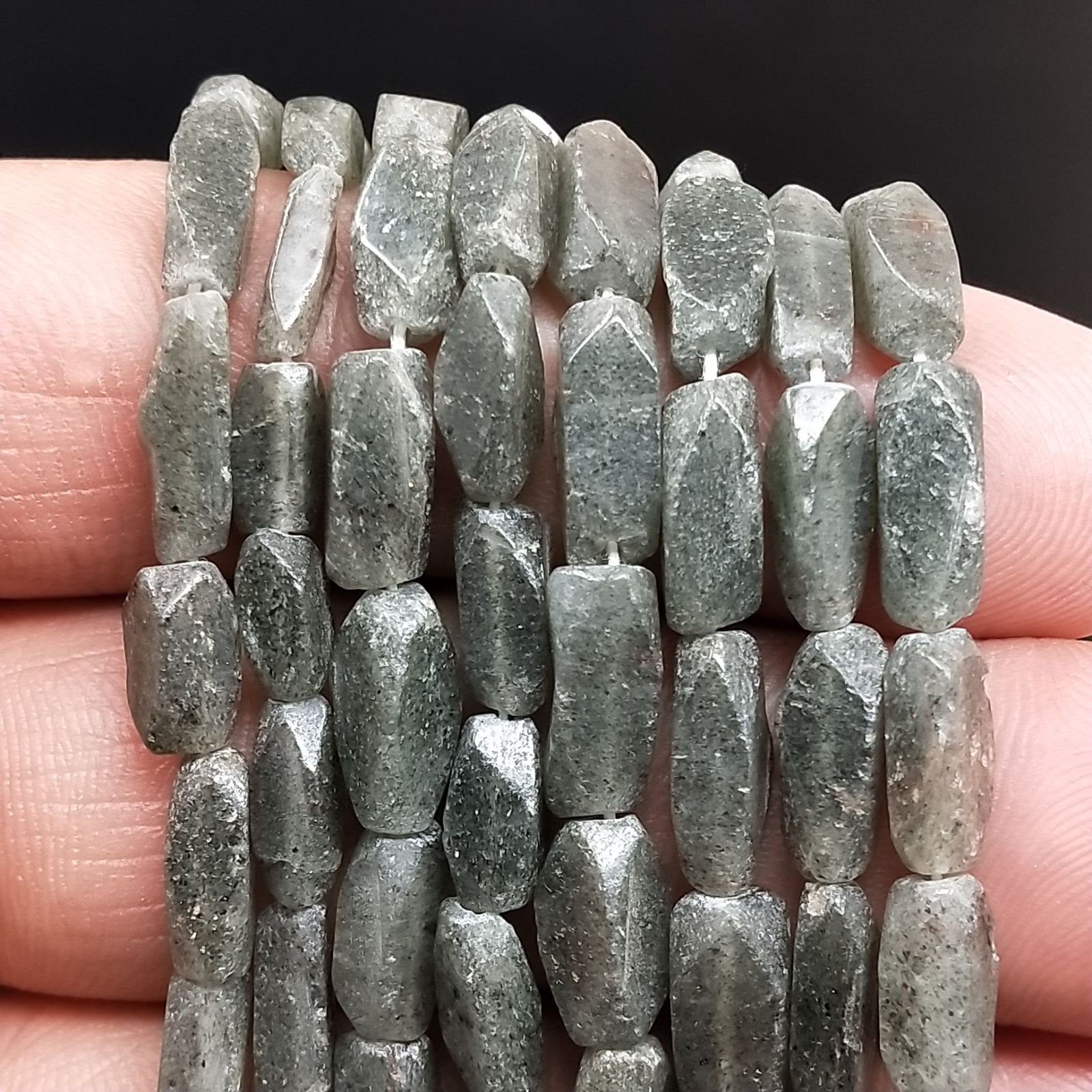 Avventurina grigia Perline Forma Tubetti Liscio 4X10mm