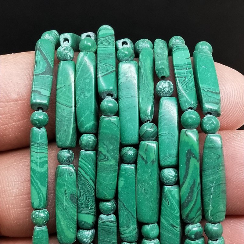 Pasta di malachite tubetti con perline lisci 3-4X14-17mm