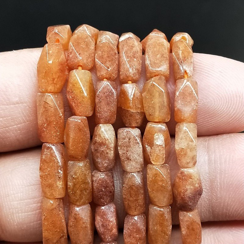Avventurina Arancio Perline Forma Barilotto Liscio Lavorati 04X08