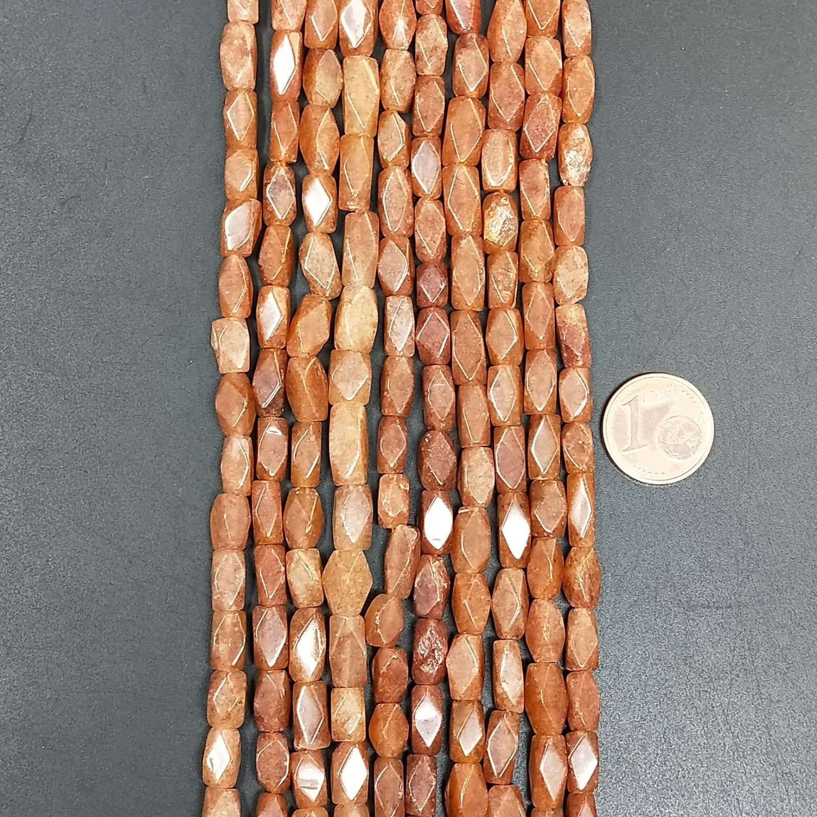 Avventurina Arancio Perline Forma Barilotto Liscio Lavorati 04X08