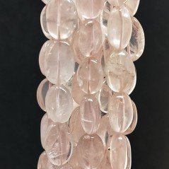 Quarzo Rosa Naturale in Perline Forma Ovale Piatto Liscio Foro Passante Irregolare