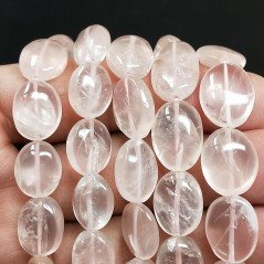 Quarzo Rosa Naturale in Perline Forma Ovale Piatto Liscio Foro Passante Irregolare
