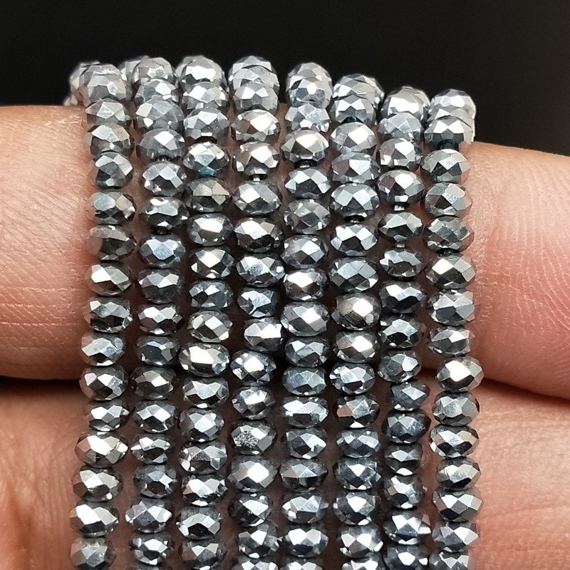 Cristallo argento rondelle sfaccettate 4mm