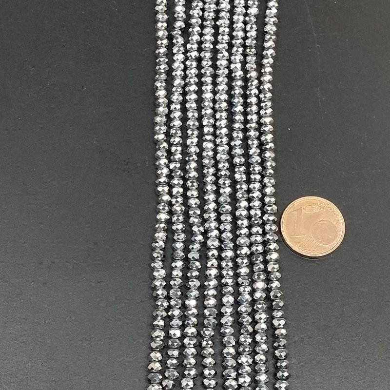 Cristallo argento rondelle sfaccettate 4mm
