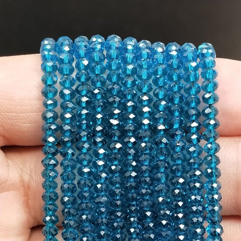 Cristallo verdeacqua trasparente rondelle sfaccettate 4mm