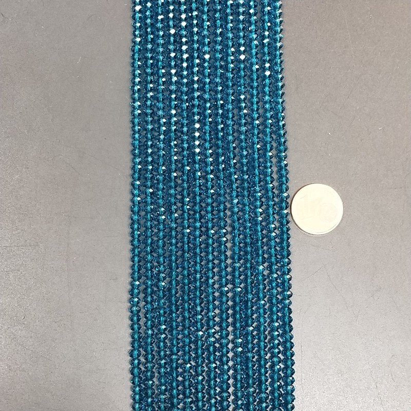 Cristallo verdeacqua trasparente rondelle sfaccettate 4mm