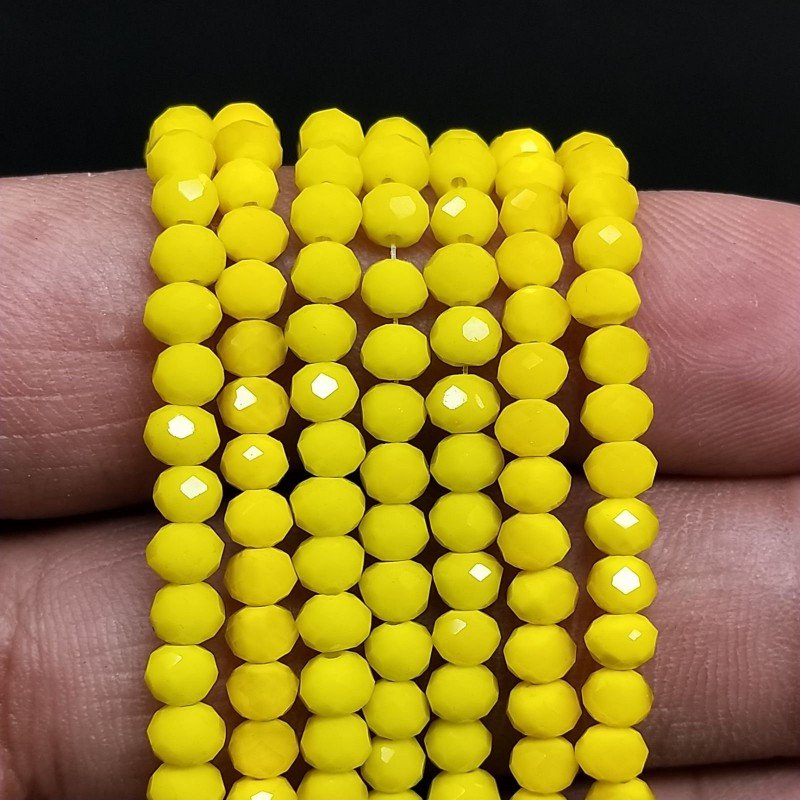 Cristallo giallo opaco rondelle sfaccettate 4mm