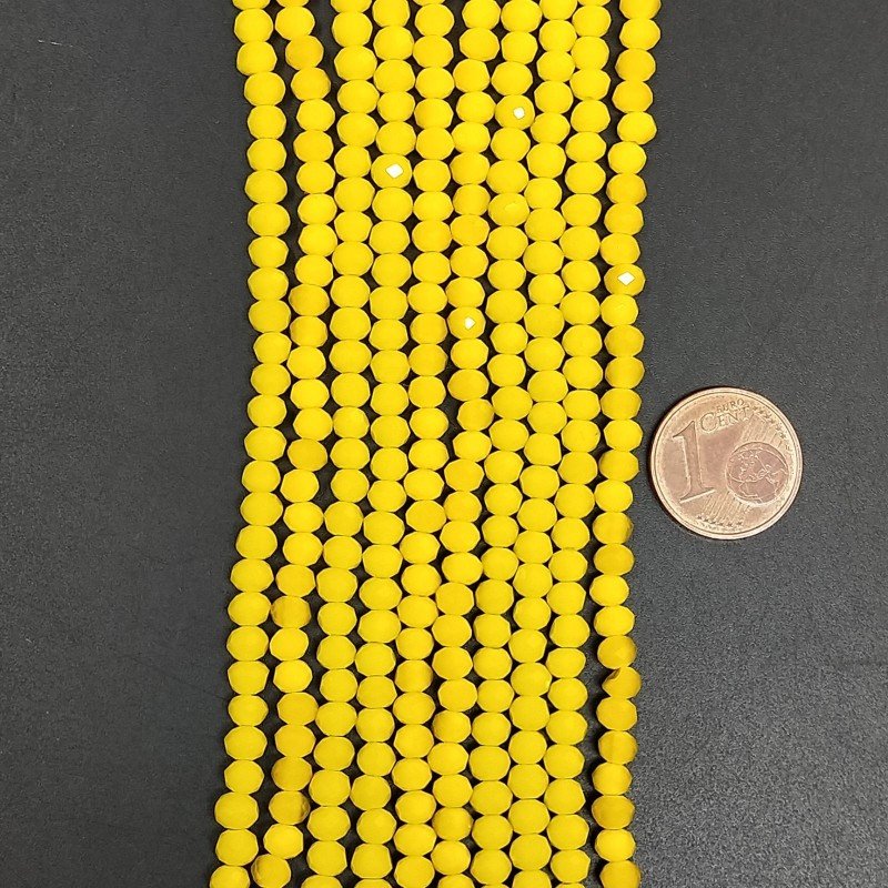Cristallo giallo opaco rondelle sfaccettate 4mm