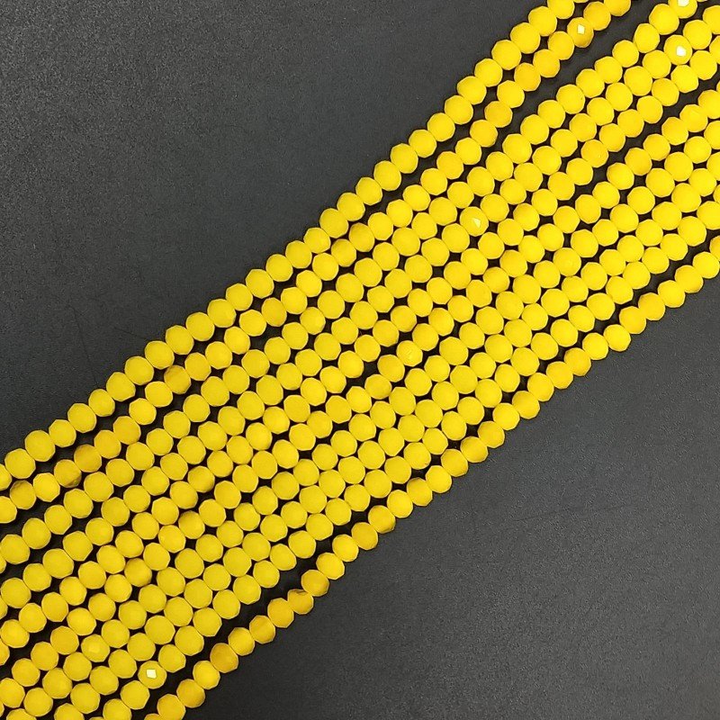 Cristallo giallo opaco rondelle sfaccettate 4mm