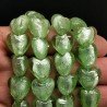 Perline in Vetro Stile Murano Verde Forma Cuore Piatto Liscio Foro Passante 15mm
