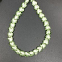 Perline in Vetro Stile Murano Verde Forma Cuore Piatto Liscio Foro Passante 12mm
