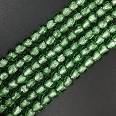 Perline in Vetro Stile Murano Verde scuro Forma Cuore Piatto Liscio Foro Passante 12mm