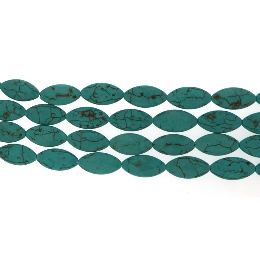 Pasta di Turchese in Perline Forma Ovale Allungato Piatto Sfaccettato Foro Passante 15X30mm
