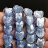 Perline in Vetro Stile Murano Blu Forma Cuore Piatto Liscio Foro Passante 15mm