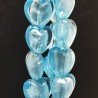 Perline in Vetro Stile Murano Azzurro Forma Cuore Piatto Liscio Foro Passante 20mm