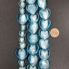 Perline in Vetro Stile Murano Azzurro Forma Cuore Piatto Liscio Foro Passante 20mm