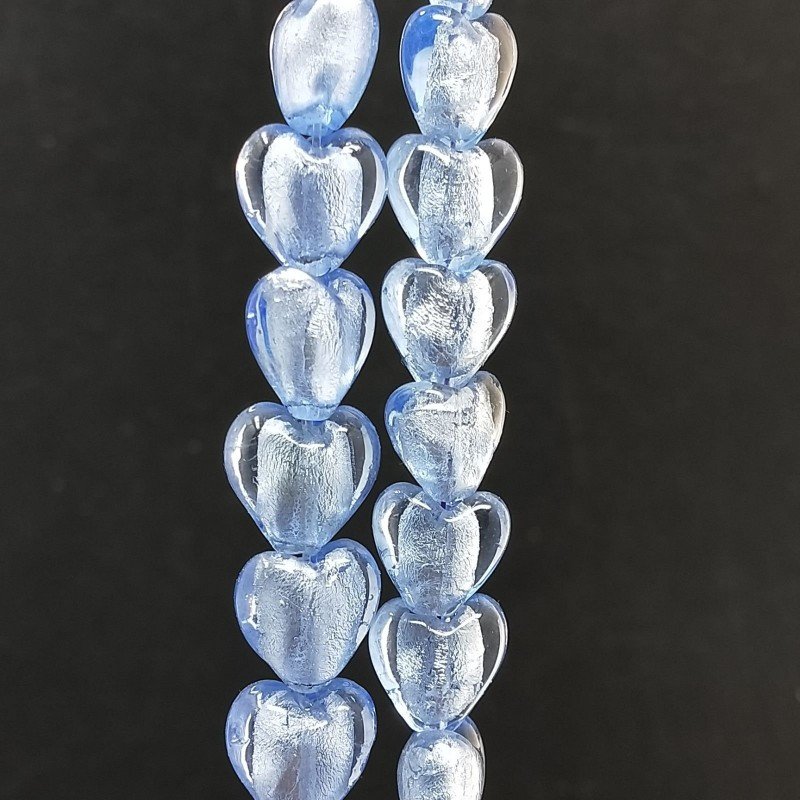 Perline in Vetro Stile Murano Blu Forma Cuore Piatto Liscio Foro Passante 12mm Perline in Vetro Stile Murano Blu Forma Cuore Piatto Liscio Foro Passante 12mm
