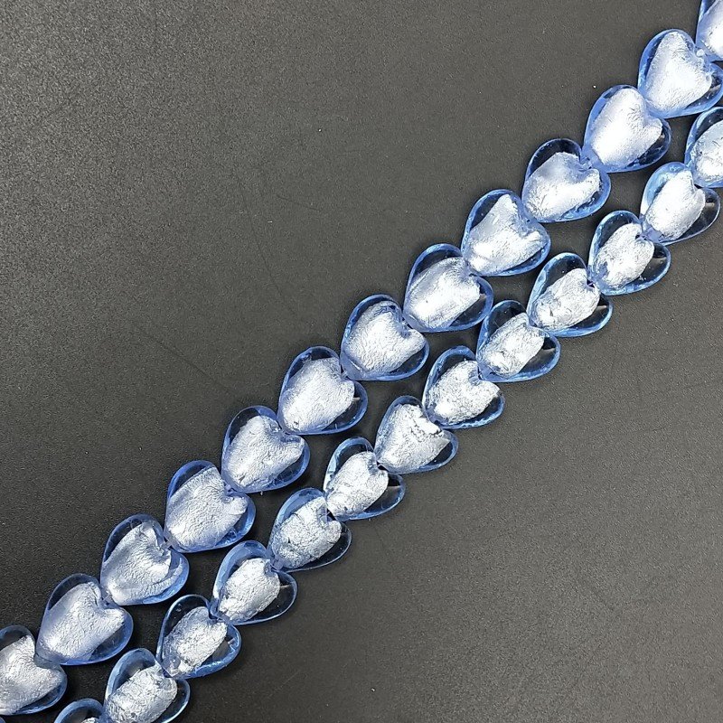 Perline in Vetro Stile Murano Blu Forma Cuore Piatto Liscio Foro Passante 12mm Perline in Vetro Stile Murano Blu Forma Cuore Piatto Liscio Foro Passante 12mm
