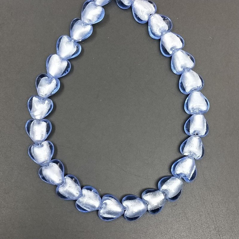 Perline in Vetro Stile Murano Blu Forma Cuore Piatto Liscio Foro Passante 12mm Perline in Vetro Stile Murano Blu Forma Cuore Piatto Liscio Foro Passante 12mm