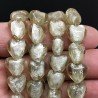 Perline in Vetro Stile Murano Champagne Forma Cuore Piatto Liscio Foro Passante 12mm