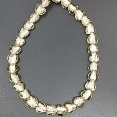 Perline in Vetro Stile Murano Champagne Forma Cuore Piatto Liscio Foro Passante 12mm