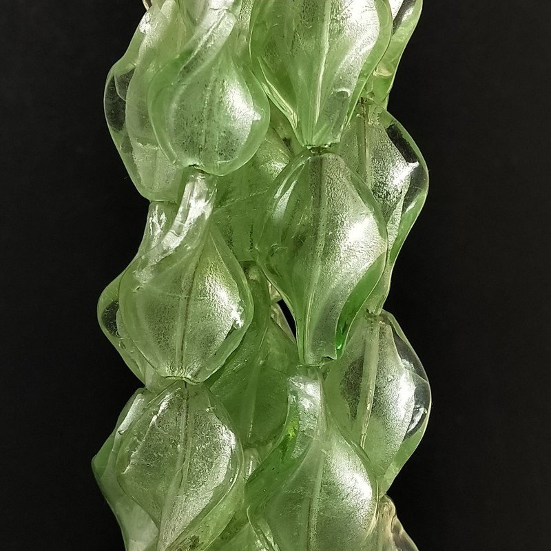 Perline in Vetro Stile Murano Verde Chiaro Twist 18x28mm Liscio Foro Passante