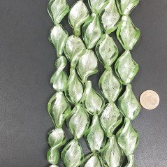 Perline in Vetro Stile Murano Verde Chiaro Twist 18x28mm Liscio Foro Passante