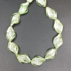 Perline in Vetro Stile Murano Verde Chiaro Twist 18x28mm Liscio Foro Passante