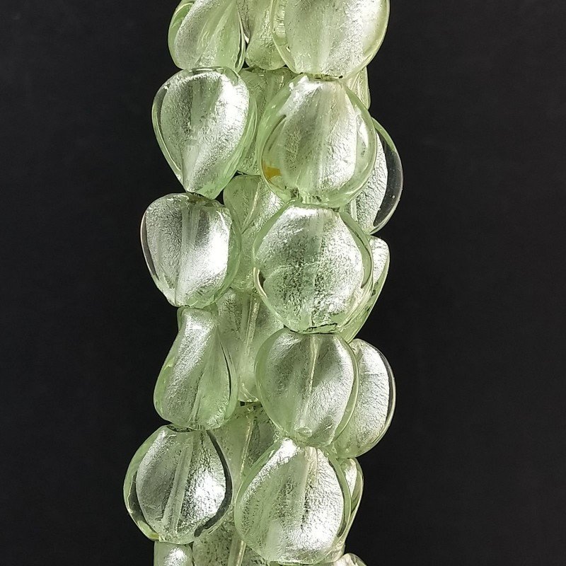 Perline in Vetro Stile Murano Tondo Twist Verde 14X15mm Liscio Foro Passante