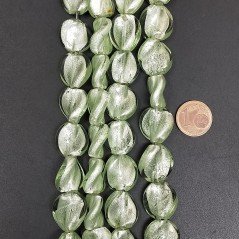 Perline in Vetro Stile Murano Tondo Twist Verde 14X15mm Liscio Foro Passante