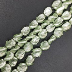 Perline in Vetro Stile Murano Tondo Twist Verde 14X15mm Liscio Foro Passante
