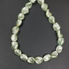 Perline in Vetro Stile Murano Tondo Twist Verde 14X15mm Liscio Foro Passante
