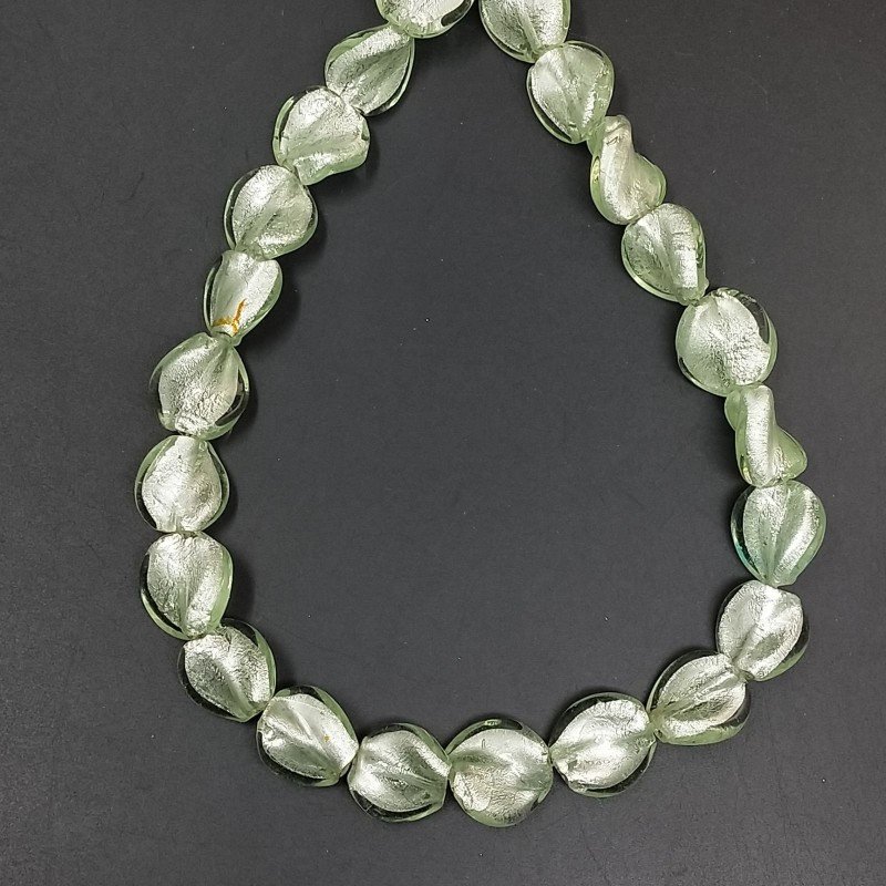 Perline in Vetro Stile Murano Tondo Twist Verde 14X15mm Liscio Foro Passante