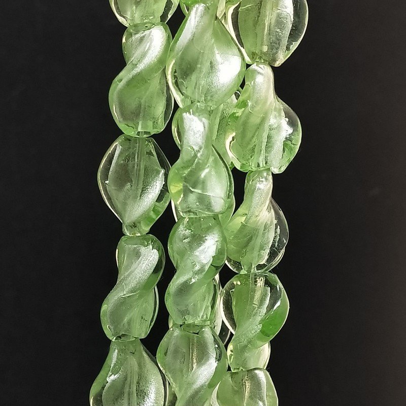 Perline in Vetro Stile Murano Twist Verde 14X19mm Liscio Foro Passante