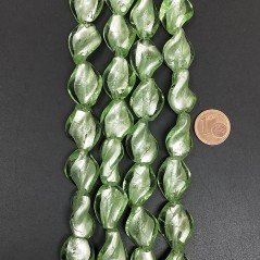 Perline in Vetro Stile Murano Twist Verde 14X19mm Liscio Foro Passante