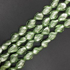 Perline in Vetro Stile Murano Twist Verde 14X19mm Liscio Foro Passante