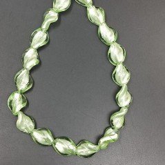 Perline in Vetro Stile Murano Twist Verde 14X19mm Liscio Foro Passante