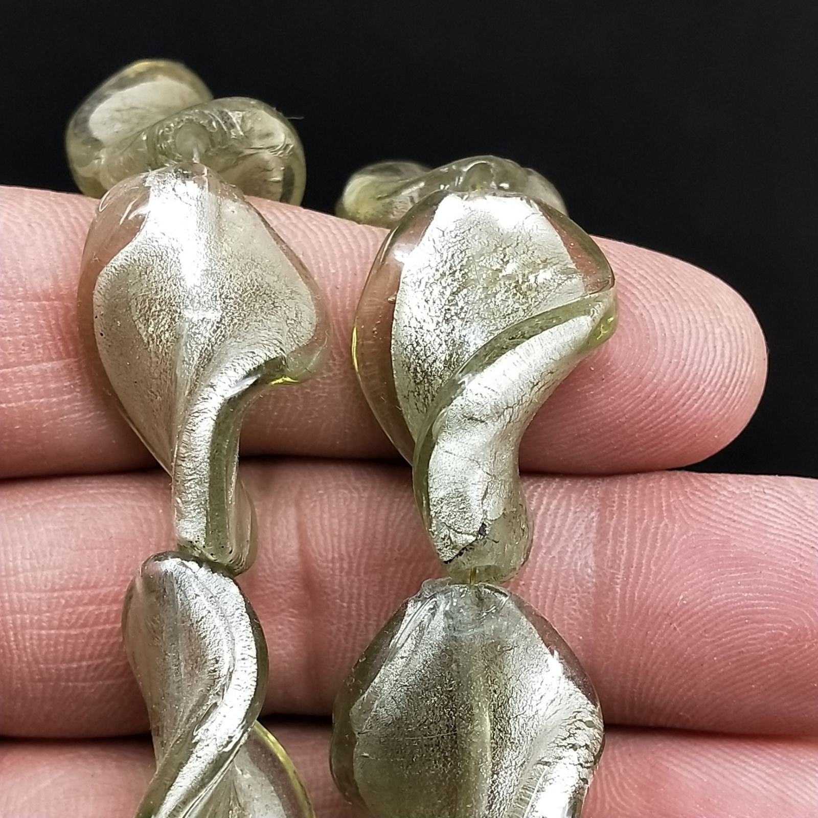 Perline in Vetro Stile Murano Champagne Twist 19X28mm Liscio Foro Passante
