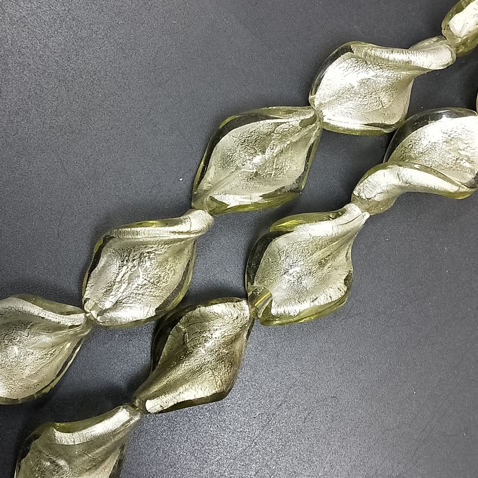 Perline in Vetro Stile Murano Champagne Twist 19X28mm Liscio Foro Passante