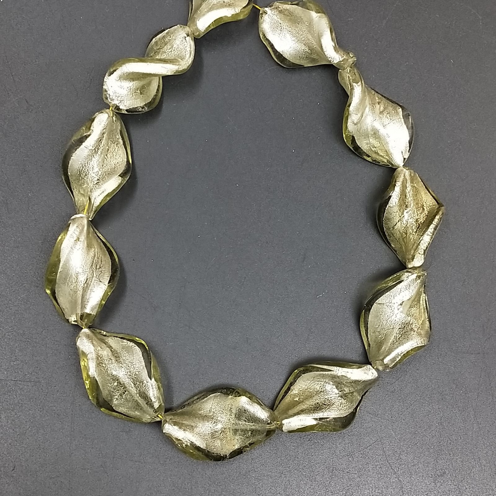 Perline in Vetro Stile Murano Champagne Twist 19X28mm Liscio Foro Passante